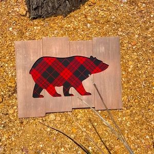 Rustic, plaid, Hobby Lobby, bear cut-out wall decor